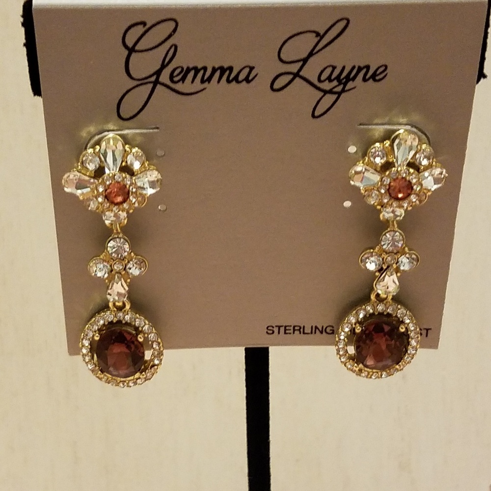 Gemma Layne Dangle Earrings Post Backing Gold